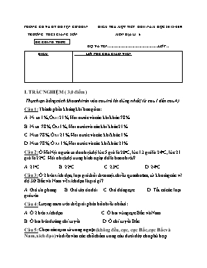 Đề kiểm tra 1 tiết học kỳ II môn Địa lý Lớp 6 - Năm học 2018-2019 - Trường THCS Giang Sơn